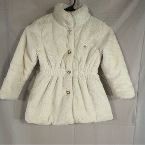 Juicy Couture White Faux Fur Jacket with High Collar